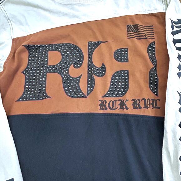Vintage RARE 2000s Rock Revival Rhodes Studded Retro Long Sleeve T Shirt MED - Picture 4 of 9